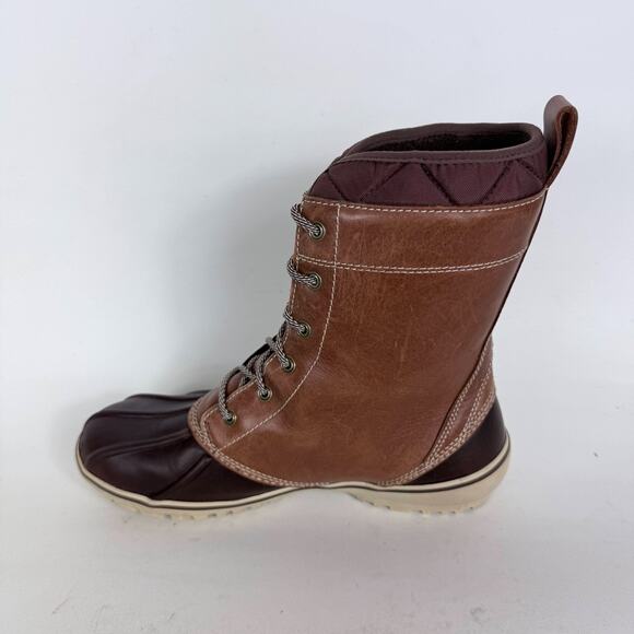 L.L. Bean Mid-Calf Duck Boots Women's 8.5 Brown Leather Lace-Up Insulated - Picture 6 of 10